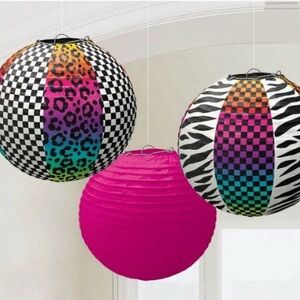 NWT Party Assorted Prints and Patterns Round Printed Paper Lanterns Decorations